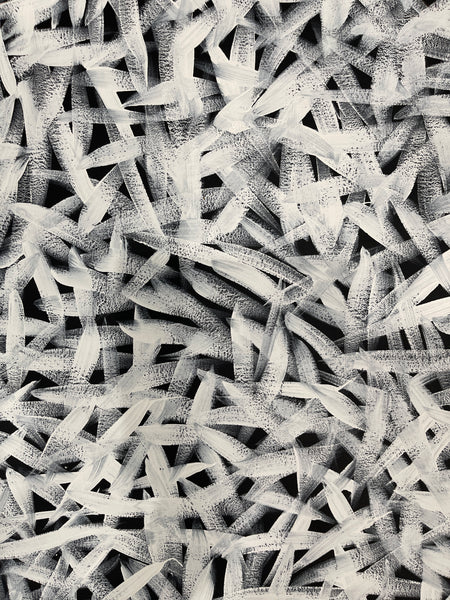 #214 Spinifex Grass (White)- LOUISE NUMINA : Aboriginal Art:  95cm x 135cm