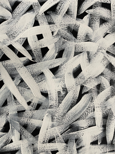 #214 Spinifex Grass (White)- LOUISE NUMINA : Aboriginal Art:  95cm x 135cm