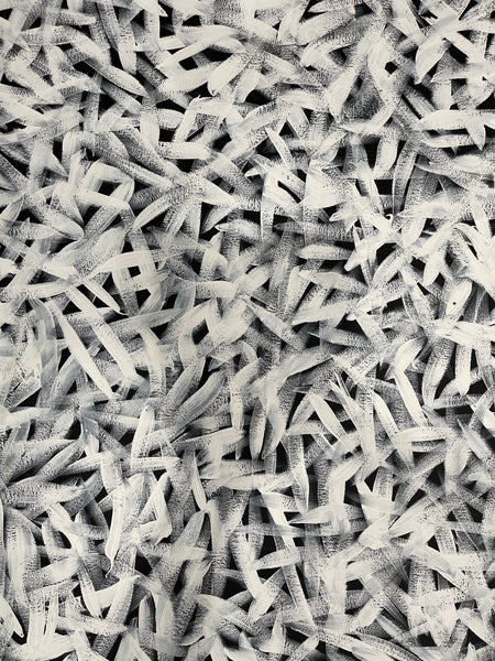 #214 Spinifex Grass (White)- LOUISE NUMINA : Aboriginal Art:  95cm x 135cm