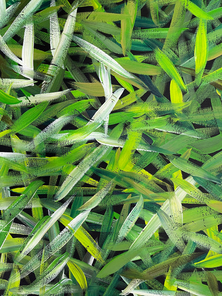 #128 Spinifex Grass (Greens)- LOUISE NUMINA : Aboriginal Art: 95cm x 155cm