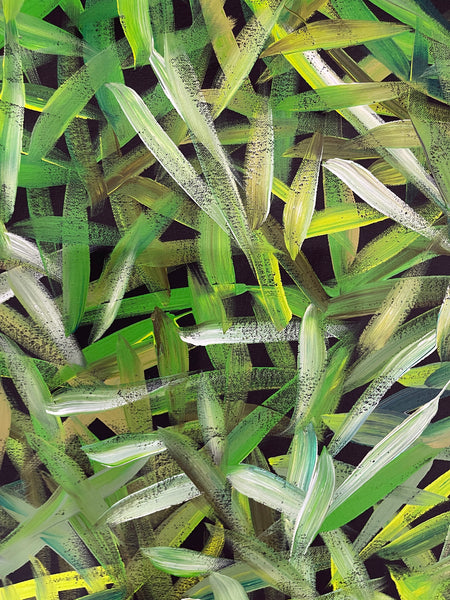 #128 Spinifex Grass (Greens)- LOUISE NUMINA : Aboriginal Art: 95cm x 155cm