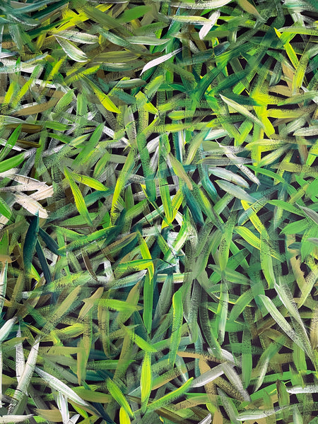 #128 Spinifex Grass (Greens)- LOUISE NUMINA : Aboriginal Art: 95cm x 155cm