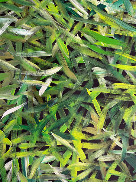 #128 Spinifex Grass (Greens)- LOUISE NUMINA : Aboriginal Art: 95cm x 155cm