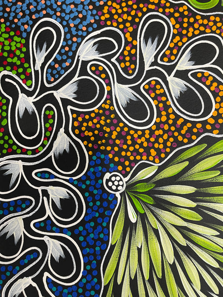 #334 My Country Dreaming (Multi) - SHARON NUMINA : Aboriginal Art: 98x93cm