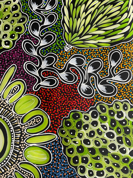 #334 My Country Dreaming (Multi) - SHARON NUMINA : Aboriginal Art: 98x93cm