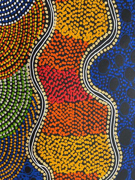 #51 Brown Dingo Dreaming -  LANITA NUMINA : Aboriginal Art: 93x69cm