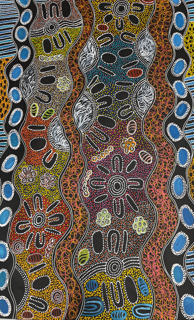 #58 Collecting Bush Tucker - LANITA NUMINA : Aboriginal Art: 147x95cm