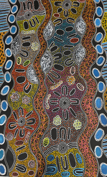 #58 Collecting Bush Tucker - LANITA NUMINA : Aboriginal Art: 147x95cm