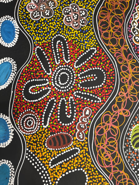 #58 Collecting Bush Tucker - LANITA NUMINA : Aboriginal Art: 147x95cm