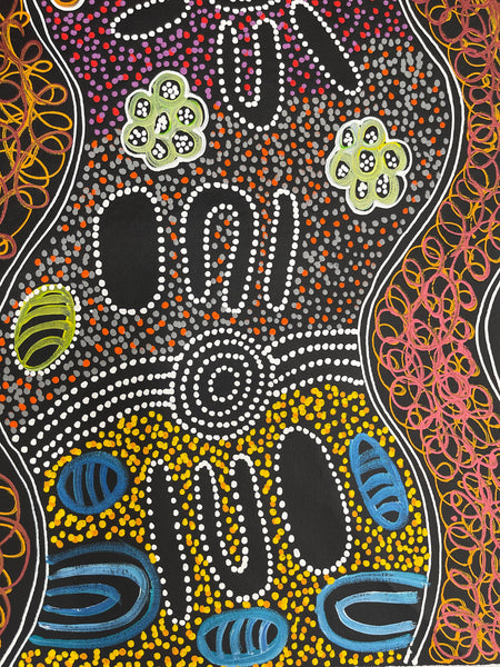 #58 Collecting Bush Tucker - LANITA NUMINA : Aboriginal Art: 147x95cm