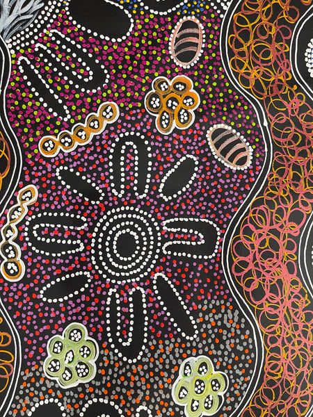 #58 Collecting Bush Tucker - LANITA NUMINA : Aboriginal Art: 147x95cm