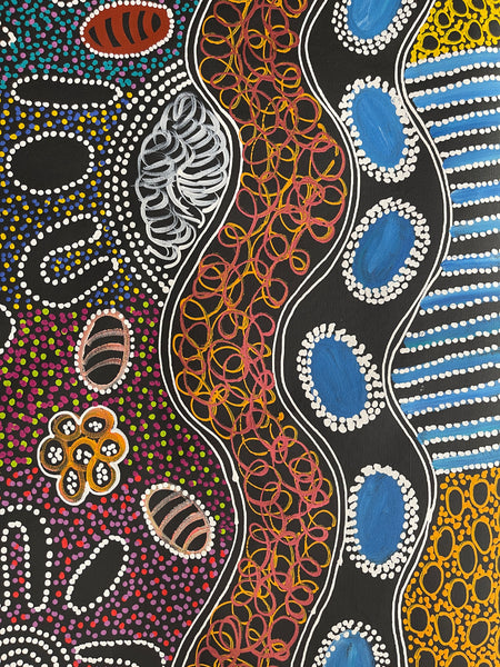 #58 Collecting Bush Tucker - LANITA NUMINA : Aboriginal Art: 147x95cm