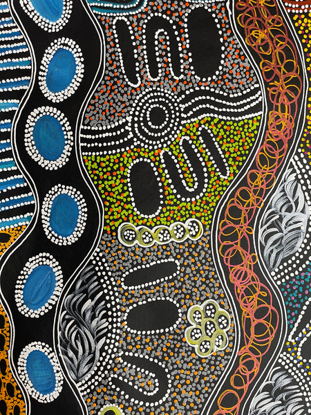 #58 Collecting Bush Tucker - LANITA NUMINA : Aboriginal Art: 147x95cm
