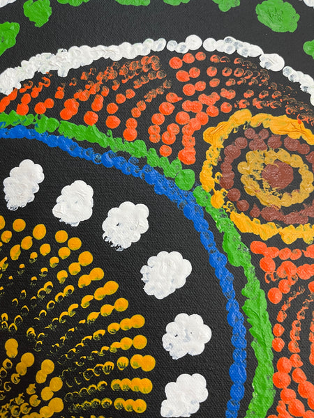 #219 Flying Ants Dreaming - MARIA NAMPIJINPA BROWN: Aboriginal Art: 37cm x 51cm