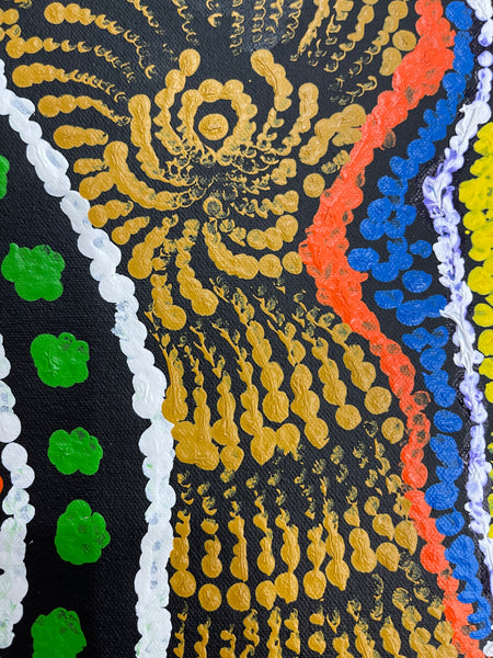 #219 Flying Ants Dreaming - MARIA NAMPIJINPA BROWN: Aboriginal Art: 37cm x 51cm