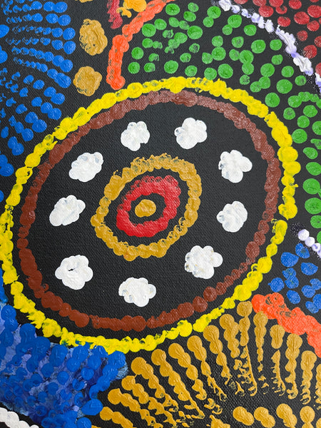 #219 Flying Ants Dreaming - MARIA NAMPIJINPA BROWN: Aboriginal Art: 37cm x 51cm