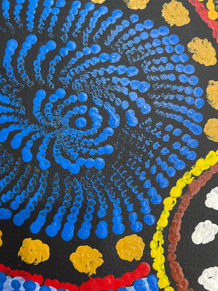 #219 Flying Ants Dreaming - MARIA NAMPIJINPA BROWN: Aboriginal Art: 37cm x 51cm