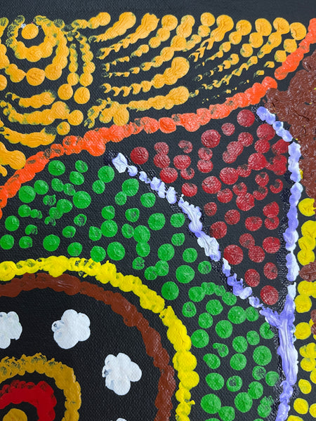 #219 Flying Ants Dreaming - MARIA NAMPIJINPA BROWN: Aboriginal Art: 37cm x 51cm
