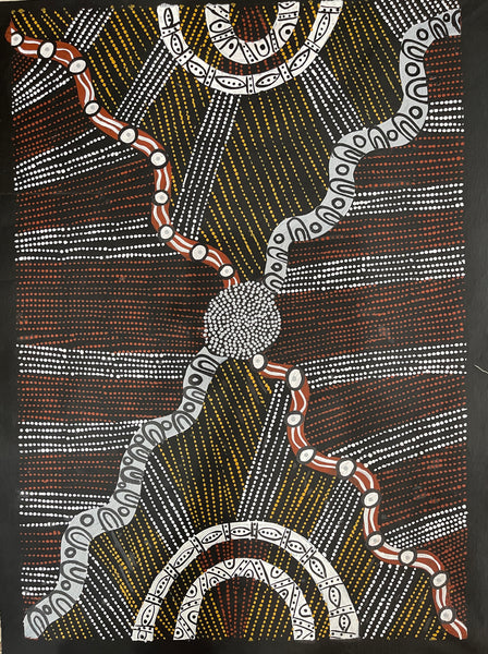 #163 Hunting for Bush Food near Spring Water -  MAREE GOREY: Aboriginal Art: 70x100cm