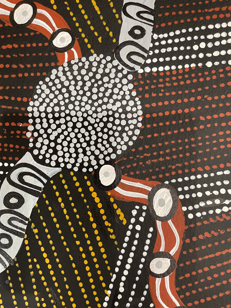 #163 Hunting for Bush Food near Spring Water -  MAREE GOREY: Aboriginal Art: 70x100cm