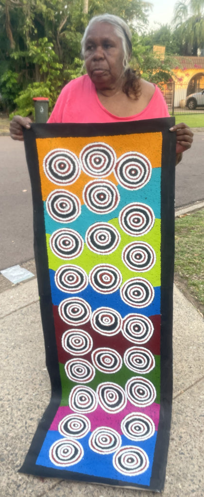 #71 Waterholes (Multi) BARBARA PANANKA PRICE : Aboriginal Art: 150x44cm