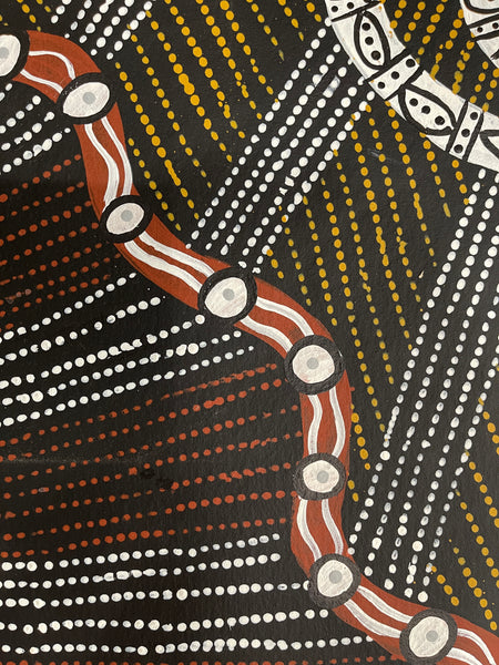 #163 Hunting for Bush Food near Spring Water -  MAREE GOREY: Aboriginal Art: 70x100cm