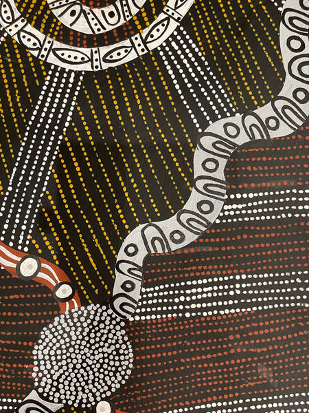 #163 Hunting for Bush Food near Spring Water -  MAREE GOREY: Aboriginal Art: 70x100cm