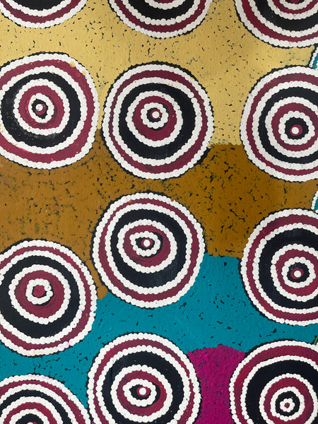 #351 Waterholes (Multi) BARBARA PANANKA PRICE : Aboriginal Art: 150x46cm