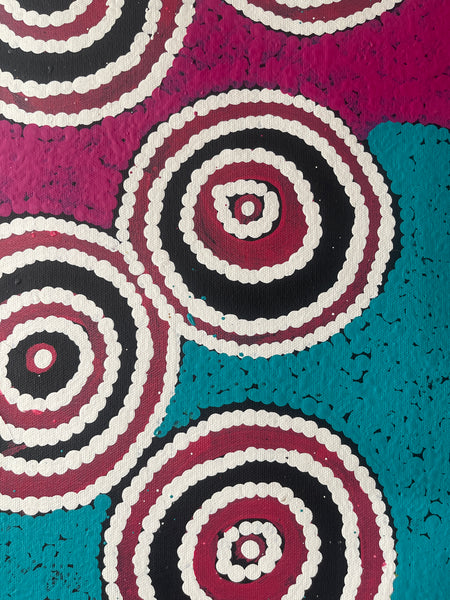 #351 Waterholes (Multi) BARBARA PANANKA PRICE : Aboriginal Art: 150x46cm