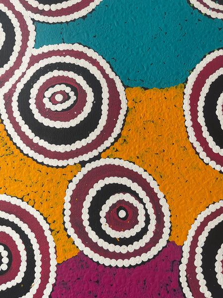 #351 Waterholes (Multi) BARBARA PANANKA PRICE : Aboriginal Art: 150x46cm
