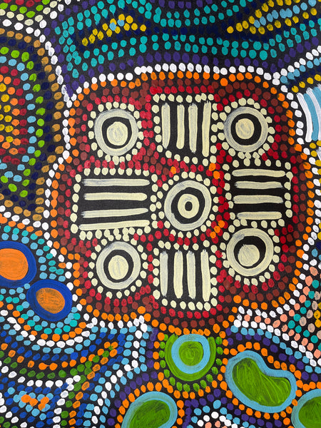 #381 Wallaby Tracks My Country Dreaming (Multi) - Pacinta Turner: 150x90cm