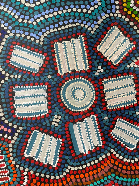 #382 Wallaby Tracks My Country Dreaming (Multi) - Pacinta Turner: 150x94cm