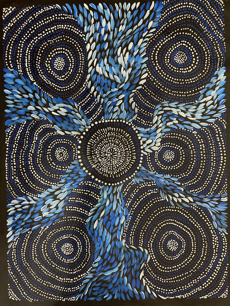 #3 Spinifex Dreaming (Blues) - Scott Duggie Aboriginal Art: 95cm x 70cm