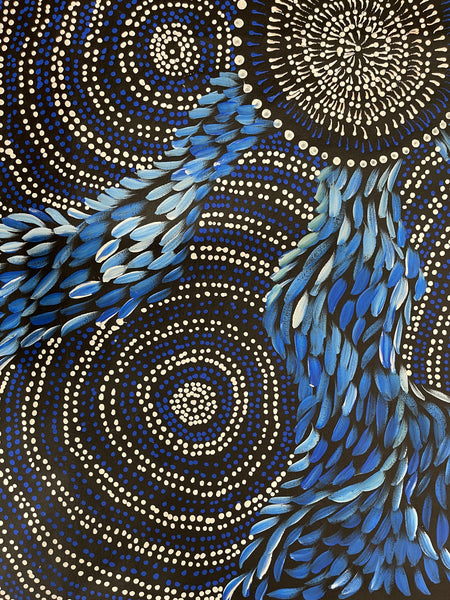 #3 Spinifex Dreaming (Blues) - Scott Duggie Aboriginal Art: 95cm x 70cm