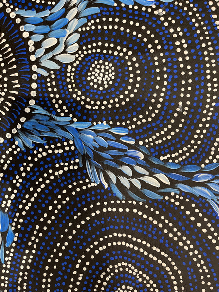 #3 Spinifex Dreaming (Blues) - Scott Duggie Aboriginal Art: 95cm x 70cm