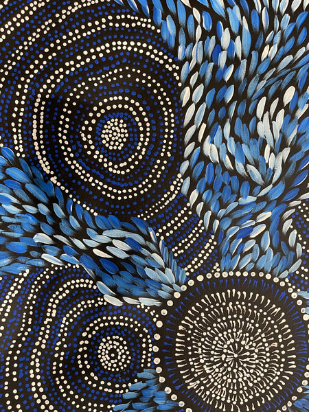 #3 Spinifex Dreaming (Blues) - Scott Duggie Aboriginal Art: 95cm x 70cm