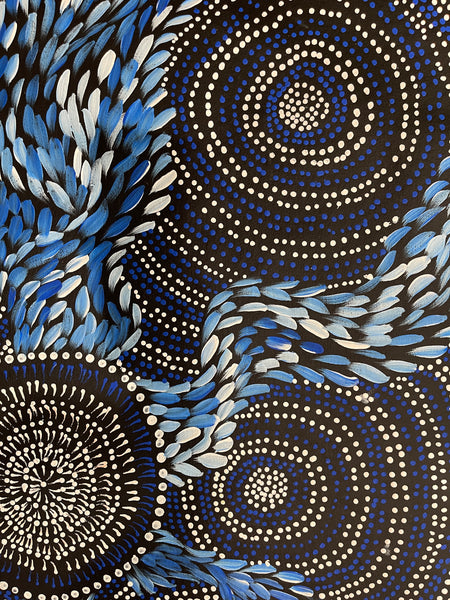 #3 Spinifex Dreaming (Blues) - Scott Duggie Aboriginal Art: 95cm x 70cm