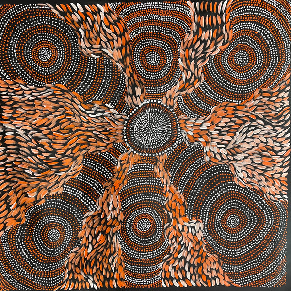 #112 Spinifex Dreaming (Sunset) - Scott Duggie Aboriginal Art: 95cm x 99cm