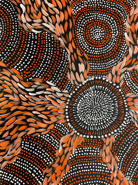 #112 Spinifex Dreaming (Sunset) - Scott Duggie Aboriginal Art: 95cm x 99cm