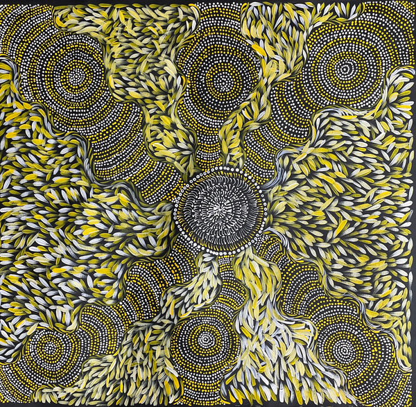 #352 Spinifex Dreaming (Yellows) - Scott Duggie Aboriginal Art: 95cm x 97cm
