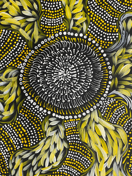 #352 Spinifex Dreaming (Yellows) - Scott Duggie Aboriginal Art: 95cm x 97cm