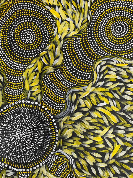 #352 Spinifex Dreaming (Yellows) - Scott Duggie Aboriginal Art: 95cm x 97cm