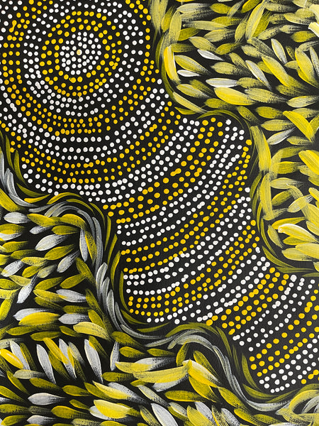 #352 Spinifex Dreaming (Yellows) - Scott Duggie Aboriginal Art: 95cm x 97cm