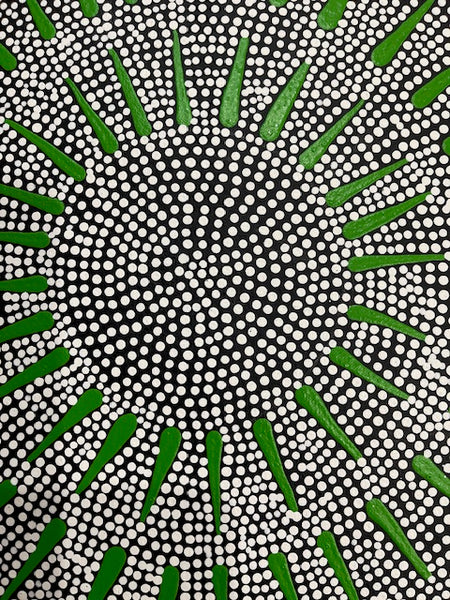 # 75 Katrina Napaljarri Spencer - Butterfly Dreaming (Green) 54cm x 36cm
