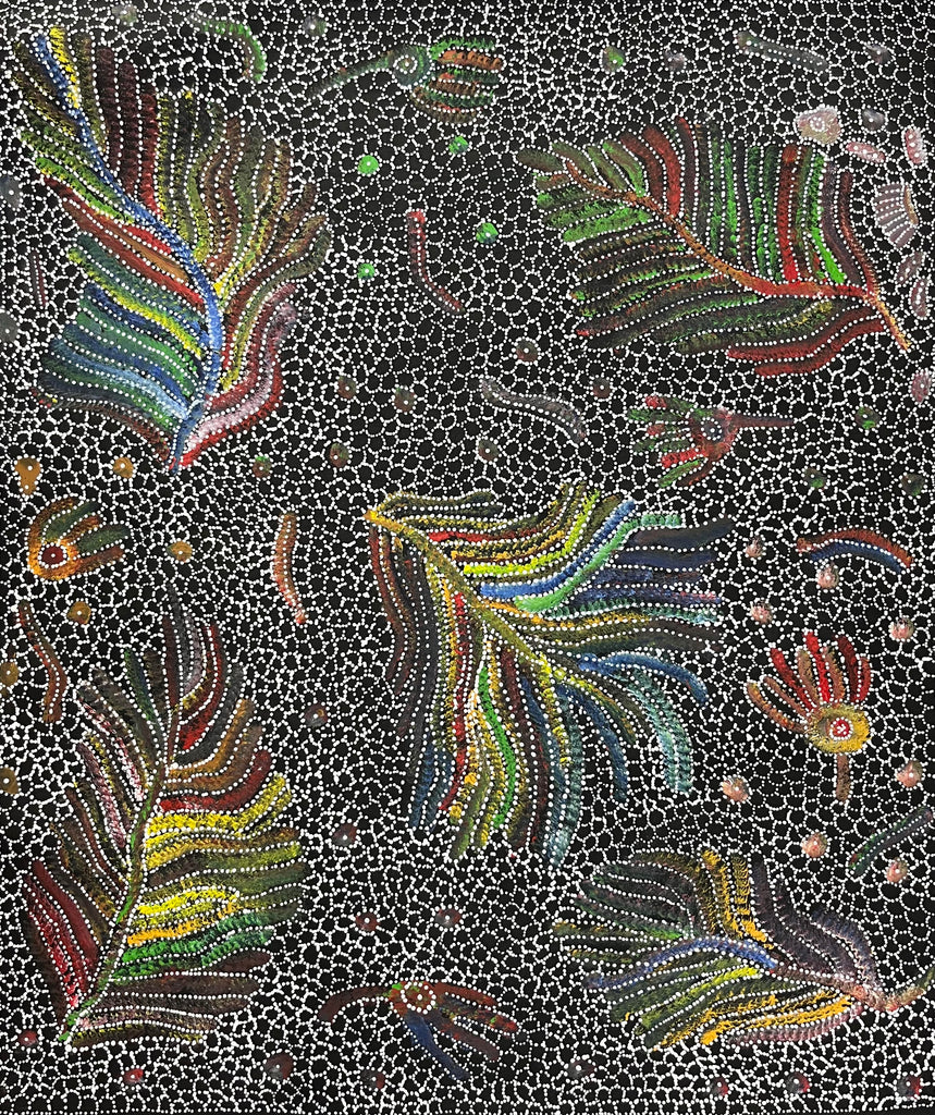 #130 Bush Seed Dreaming Artist: JEDDA PURVIS KNGWARREYE  89cm x 89cm