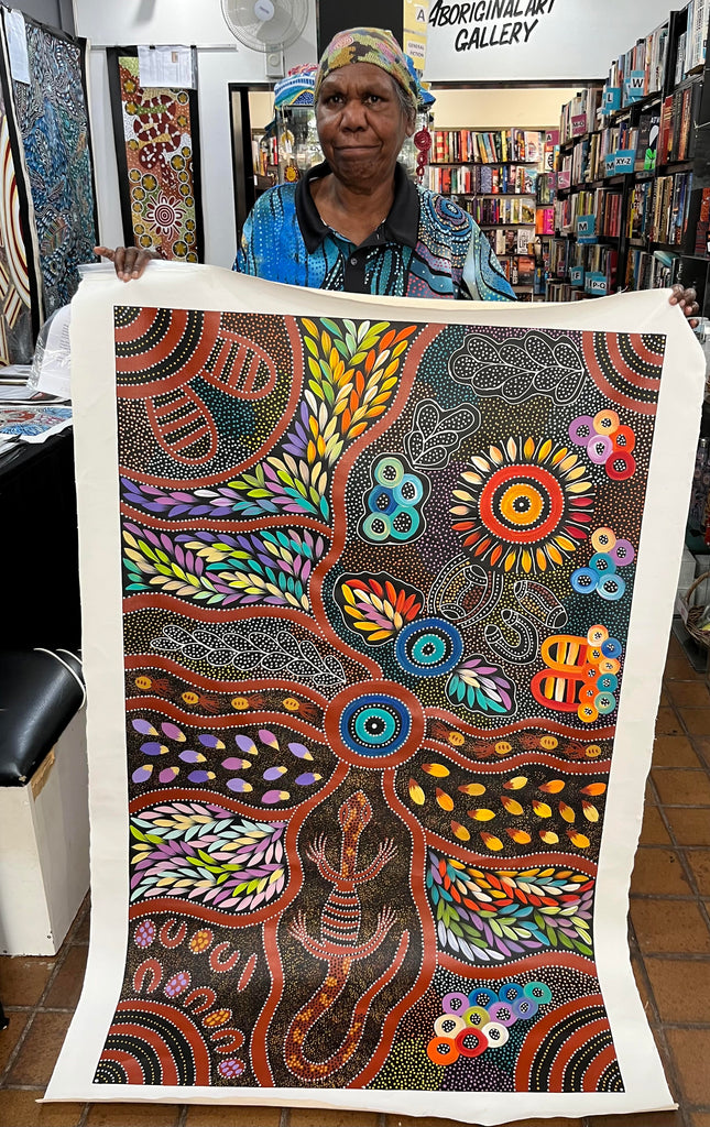 #255 Women collecting Bush Tucker (Multi) - JACINTA NUMINA : Aboriginal Art 92 x 148cm