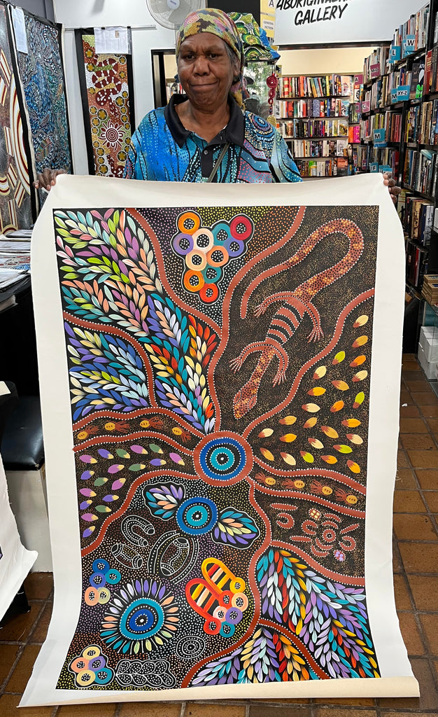 #257 Women collecting Bush Tucker (Multi) - JACINTA NUMINA : Aboriginal Art 85 x 143cm