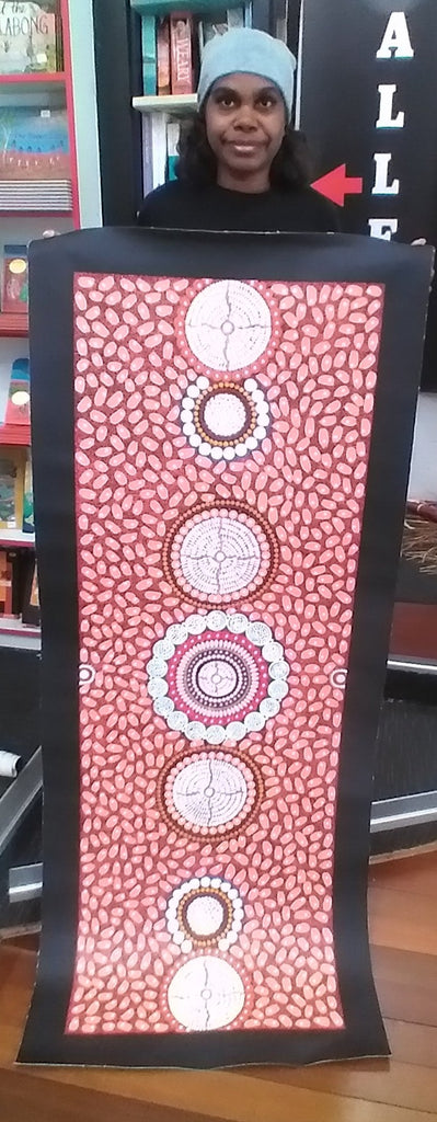 #35 ALIARA BIRD After the Rain (Red) : Aboriginal Art: 55x150cm