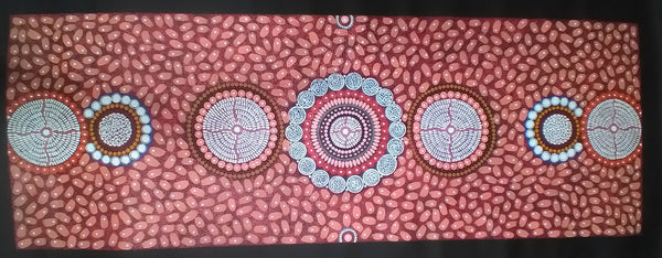 #35 ALIARA BIRD After the Rain (Red) : Aboriginal Art: 55x150cm