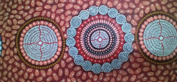 #35 ALIARA BIRD After the Rain (Red) : Aboriginal Art: 55x150cm